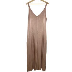 LACAUSA Satin Double V-Neck Jumpsuit in Rose sz Small